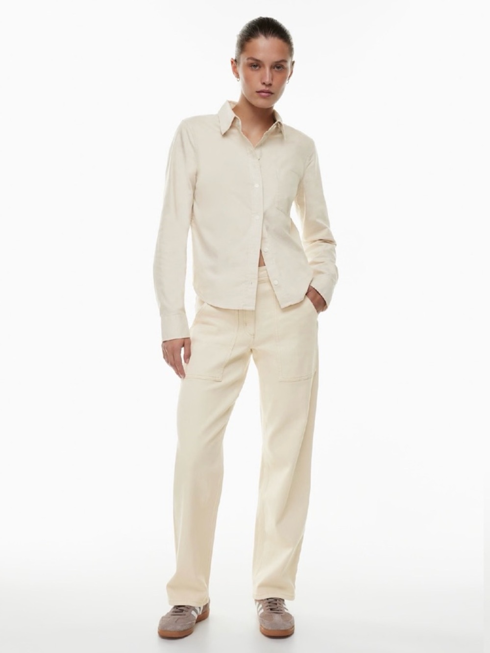 Wilfred Free Aritzia Off-White/Cream Modern Utility Mid-Rise Jean Pants - Picture 8 of 11